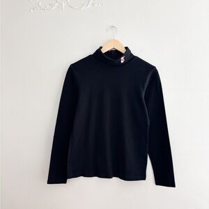 Black Snowman Embroidered Turtleneck